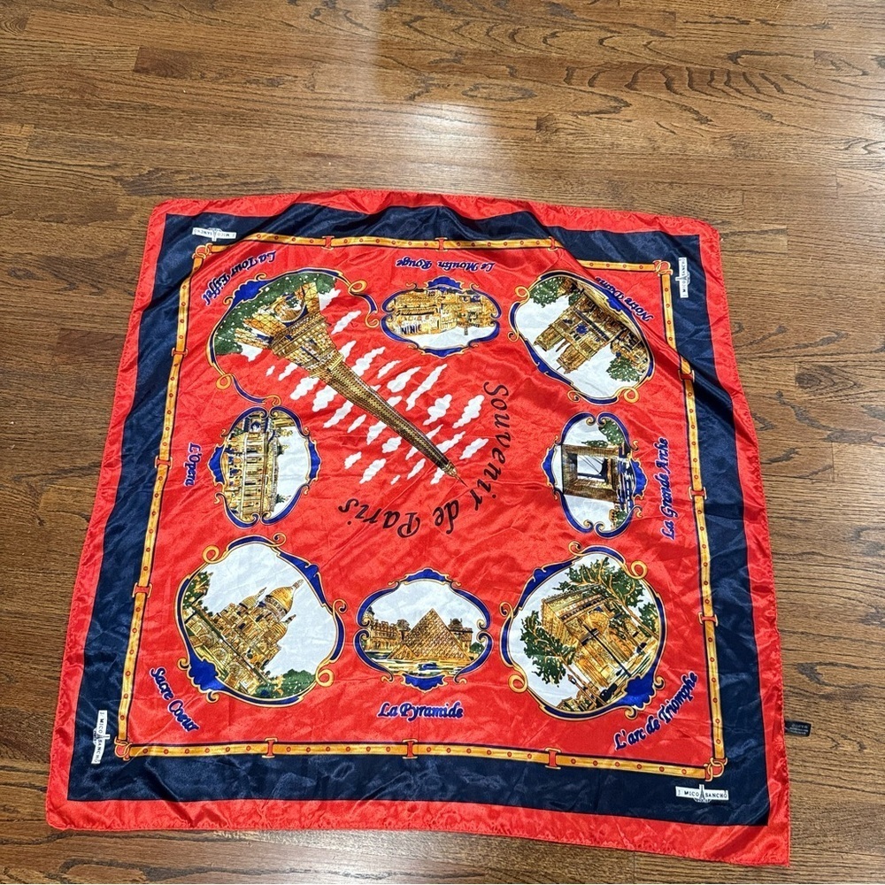 J Mico Sancho Paris Registered Red Design Scarf 34x 34 xx1055